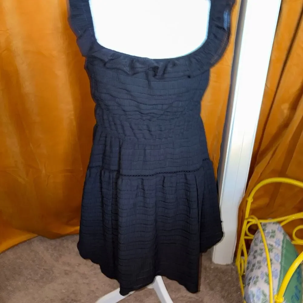 Wild Fable Black Ruffle Smocked Mini Dress Tiered Skater Dress